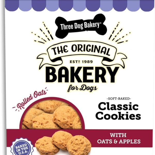 Three Dog Bakery Dog Treats Cookies with Oats & Apples - Soft Chewy Dog Treats, Dog Training Treats, Chewy Training Aids for Dogs Inspired by Classic Breakfasts