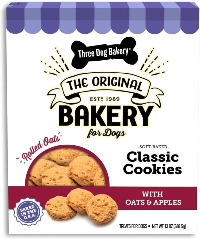 Three Dog Bakery Dog Treats Cookies with Oats & Apples - Soft Chewy Dog Treats, Dog Training Treats, Chewy Training Aids for Dogs Inspired by Classic Breakfasts