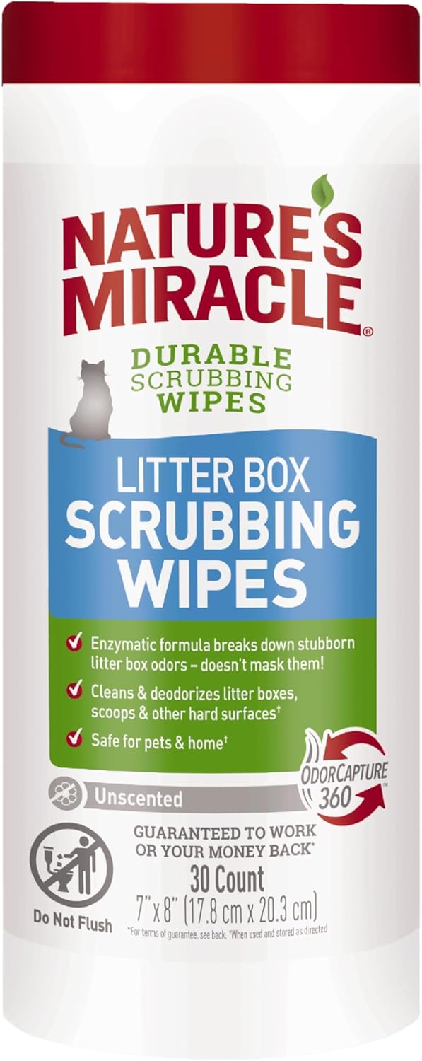 Natures Miracle Litter Box Scrubbing Wipes 30Ct