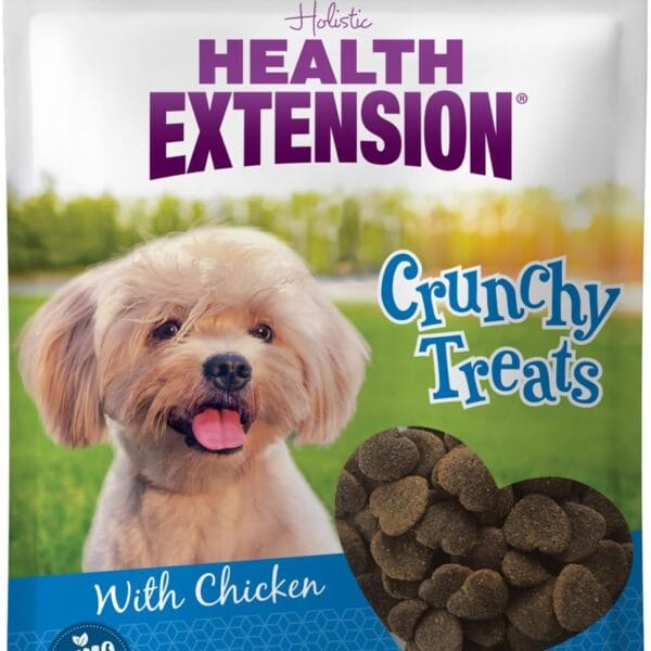 Health Extension Heart-Shaped Crunchy Biscuits, 12oz (340g)  Chicken Flavor, GMO-Free Dog Training Treats for Small Breeds, Added Vitamins & Minerals