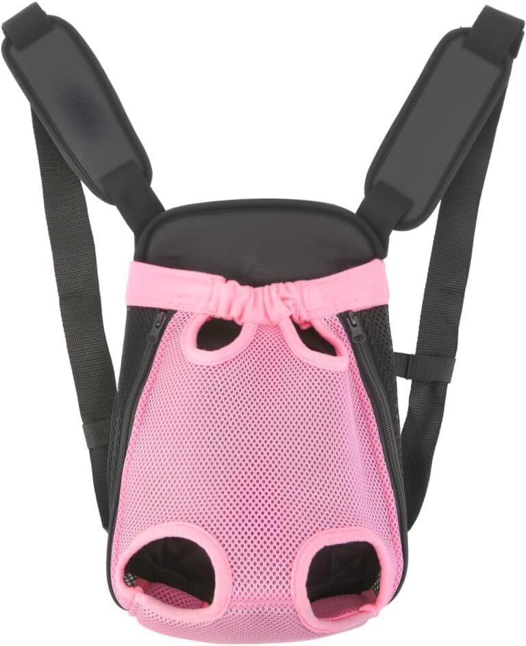 Inspack Dog Backpack Carrier/Cat Carrier, Adjustable Pet Front Carriers Travel Bag for Puppy Medium Dogs, Legs Out, Soft Ventilated Doggie Chest Carry Backpacks for Hiking/Camping, 4-7 lbs, Pink