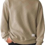 Men's Crewneck Sweatshirts Soild Color Geometric Texture Long Sleeve Casual Pullover Shirt