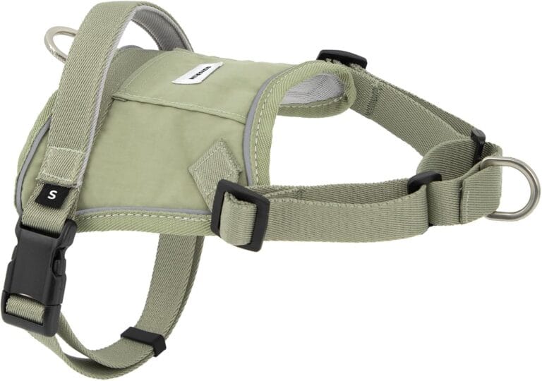 No Pull Dog Harness Small Sized Dog - Escape Proof Reflective Harness with Handle and Pocket for Airtag Tracker, Adjustable Dog Harness with Front Clips for Walking Hiking Training(Green, S)