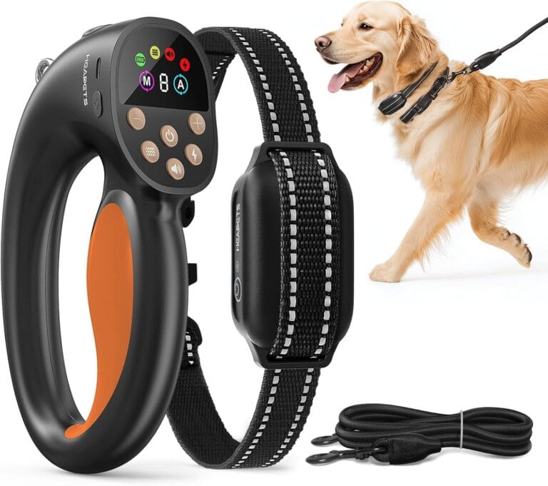 Anti-Tugging Dog Training Collar with Remote Control, Auto Leash Pulling Stop, 3300FT Dog Shock Collars, 3 Training Modes, Beep, Vibration, Static,IPX7 Rechargeable E-Collar Dogs,Orange