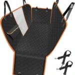 USA Pet Owners Favorite All-in-One Dog Car Back Seat Cover|Waterproof Hammock with Side Flaps, 600D Heavy Duty Scratch-Proof|Nonslip for Cars, Trucks, SUVs|Trusted Black/Orange Protection