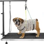 Adjustable Dog Grooming Arms with Clamp, Portable Pet Grooming Arm, Foldable Puppies Groom Table Stand, Dog Groom Loop Noose and No Sit Haunch Holders for Medium & Small Pets (Black)