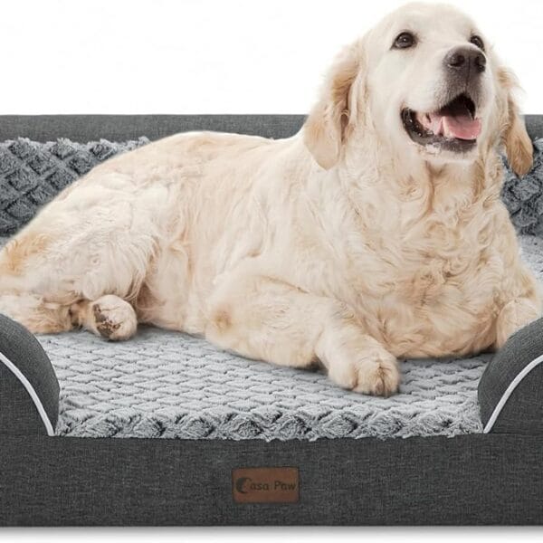 Orthopedic Dog Beds for Extra Large Sized Dogs, Waterproof Memory Foam XL Pet Bed with Sides 42x30Inch, Non-Slip and Egg-Crate Foam Big Dog Couch Bed with Removable Washable Cover, Dark Grey