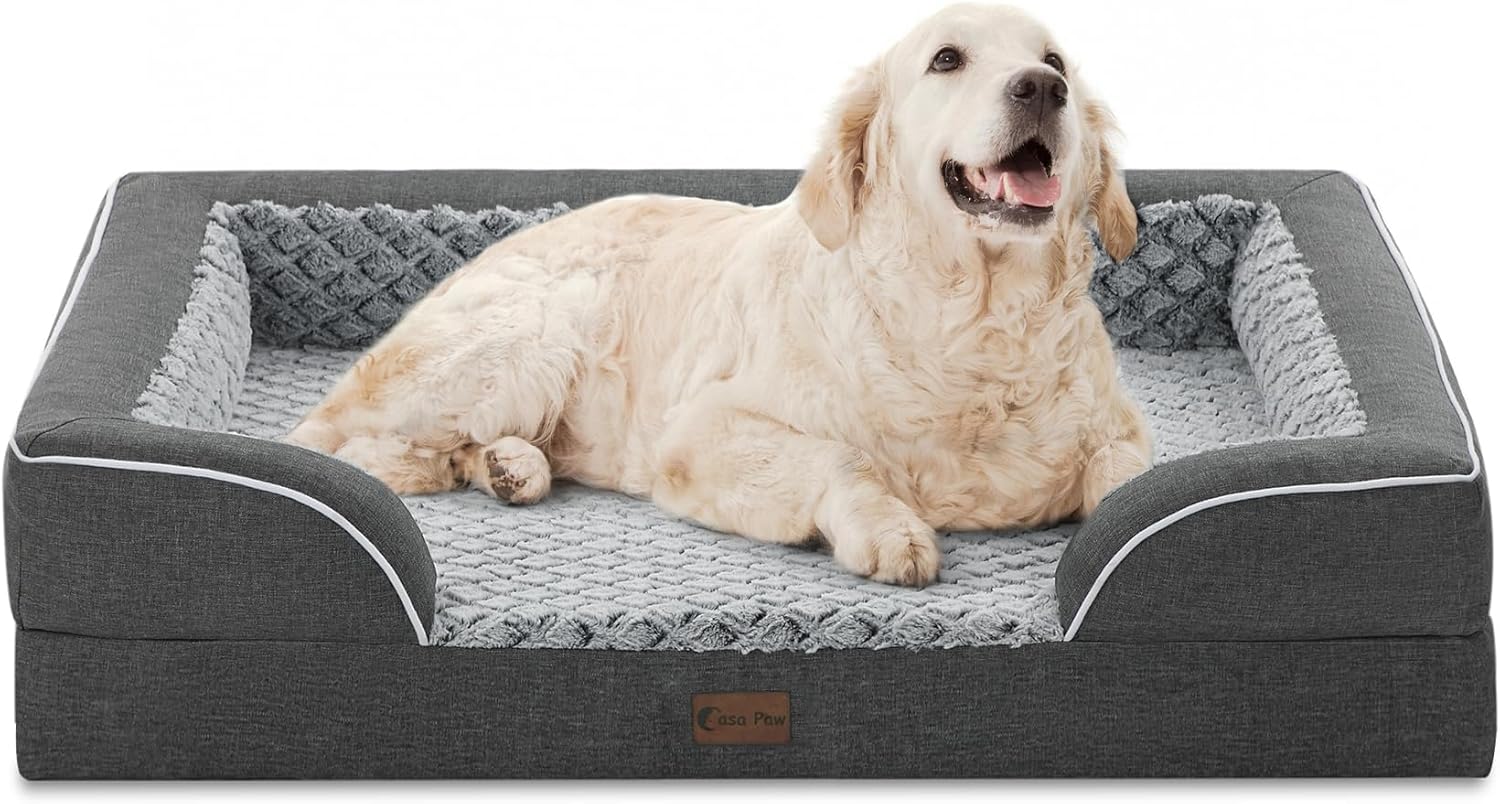 Orthopedic Dog Beds for Extra Large Sized Dogs, Waterproof Memory Foam XL Pet Bed with Sides 42x30Inch, Non-Slip and Egg-Crate Foam Big Dog Couch Bed with Removable Washable Cover, Dark Grey Orthopedic Dog Beds for Extra Large Sized Dogs, Waterproof Memory Foam XL Pet Bed with Sides 42x30Inch, Non-Slip and Egg-Crate Foam Big Dog Couch Bed with Removable Washable Cover, Dark Grey