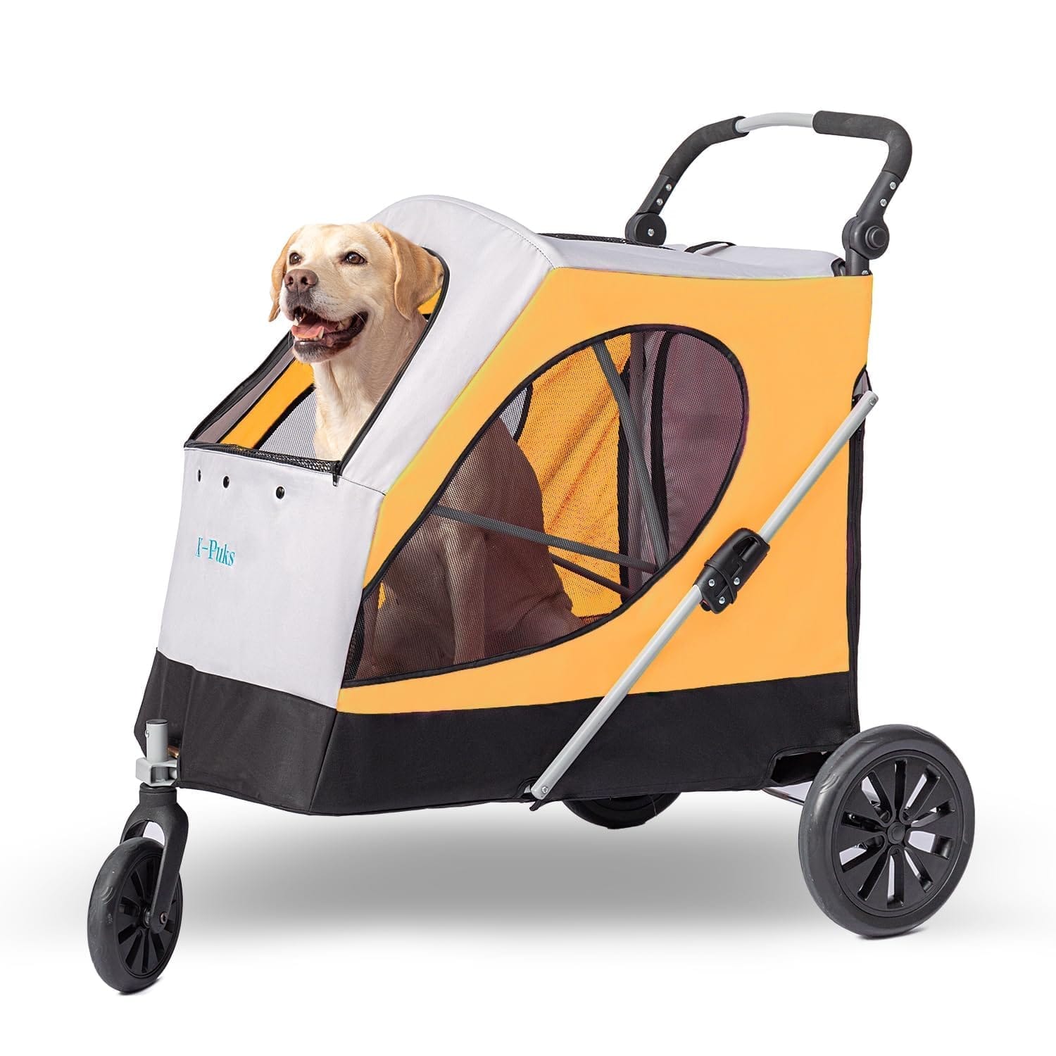 Dog Stroller for Large Dogs, 3 Wheel Foldable Pet Stroller for Medium Large Dogs, Heavy Duty Dog Wagons and Cart Up to 100 LBS (Orange) Dog Stroller for Large Dogs, 3 Wheel Foldable Pet Stroller for Medium Large Dogs, Heavy Duty Dog Wagons and Cart Up to 100 LBS (Orange)
