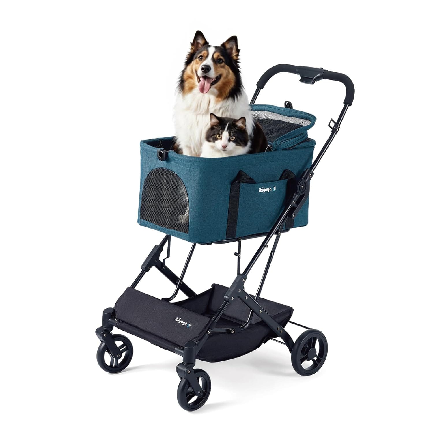ibiyaya Essential Travois Tri-Fold Pet Travel System for Medium Dogs, Cats, and More, 3 in 1 Dog Stroller with Detachable Carrier, XL Cabin (Nautical Blue) ibiyaya Essential Travois Tri-Fold Pet Travel System for Medium Dogs, Cats, and More, 3 in 1 Dog Stroller with Detachable Carrier, XL Cabin (Nautical Blue)