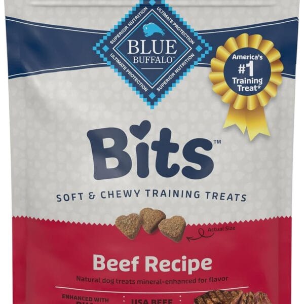 Blue Buffalo Bits Soft Dog Treats for Training, Made With Natural Ingredients & Enhanced with DHA, Beef Recipe, 19-oz Bag