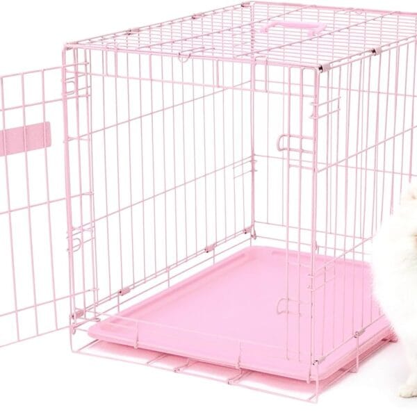 Carlson Pink Secure and Compact Single Door Metal Dog Crate, Small
