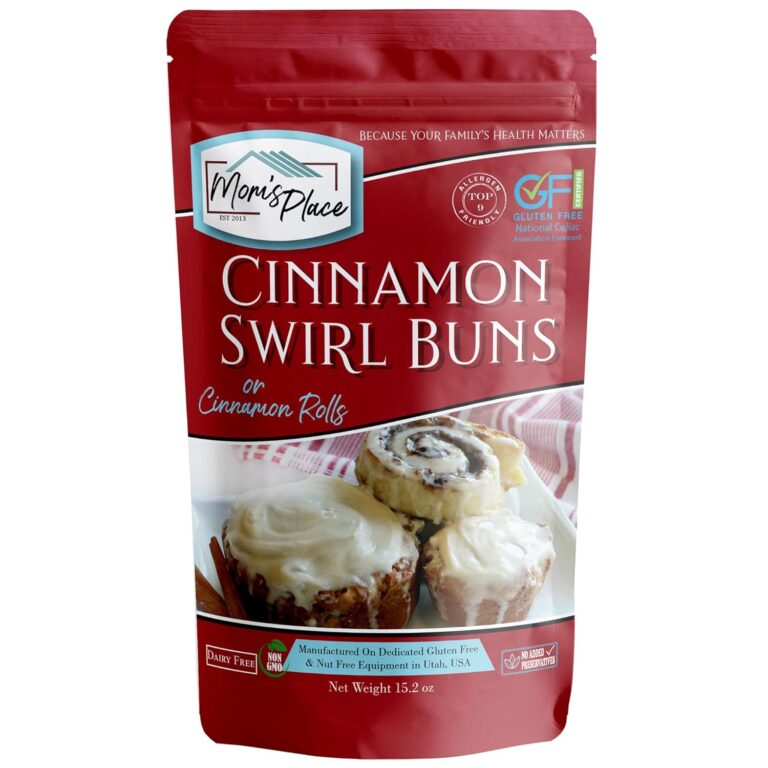 Mom's Place Gluten-Free Cinnamon Swirl Bun or Cinnamon Roll Mix, Vegan, Nut Free, Dairy Free & Soy Free, 15.2 oz