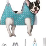 Supet Dog Grooming Hammock Harness for Dogs Cats, Relaxation Pet Nail Clipper Hammock, Restraint Dog & Small Animal Leashes Sling for Groomingk for Nail Trimming (Coral Blue, S)