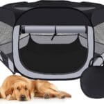 Dog Cat Playpen,Portable Pet Puppy Playpen,Rabbit Puppy Dog Play Pen for Indoors,Dogs Tent for Indoor Cats,Kitten Playpen,Collapsible Small Cats Crate Cage for Small Dogs with Carrying Case(Grey, L)