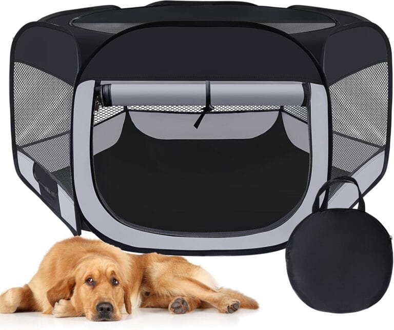 Dog Cat Playpen,Portable Pet Puppy Playpen,Rabbit Puppy Dog Play Pen for Indoors,Dogs Tent for Indoor Cats,Kitten Playpen,Collapsible Small Cats Crate Cage for Small Dogs with Carrying Case(Grey, L)