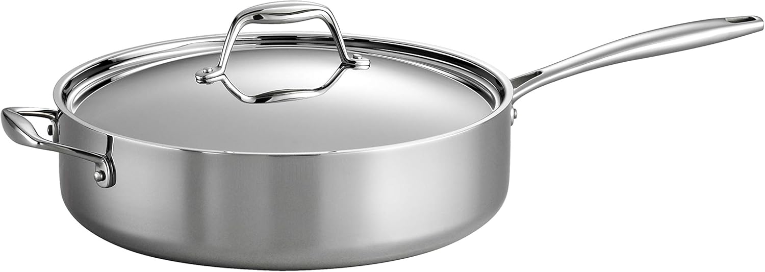 Tramontina Signature Tri-Ply Clad Stainless Steel 6-Quart Saute Pan with Lid, Induction-Ready Cooking Pan, Dishwasher-Safe, NSF-Certified, Made in Brazil Tramontina Signature Tri-Ply Clad Stainless Steel 6-Quart Saute Pan with Lid, Induction-Ready Cooking Pan, Dishwasher-Safe, NSF-Certified, Made in Brazil