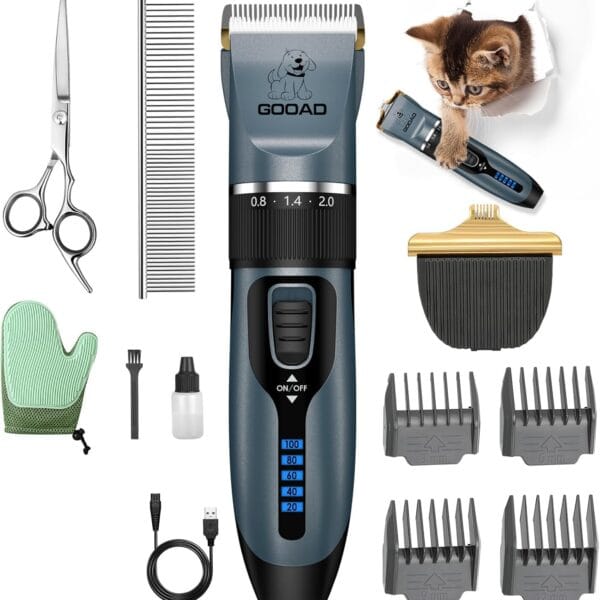 Cat Clippers, Professional Grooming Kit, Cordless Clippers for Thick Coats, Hair Trimmer, Low Noise Shaver Quiet Pet Tools Cats Dogs (Blue), 1.0 Count