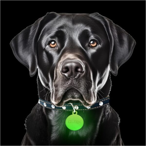 GLO-X Dog Collar Glow Tag - 2 x Glow in The Dark Dog Collar Glow Tags to Keep Your Dogs Safe at Night - 12+ Hours Glow Time - Charges in Daylight - No Batteries Required - Cool Dog Accessories Gift