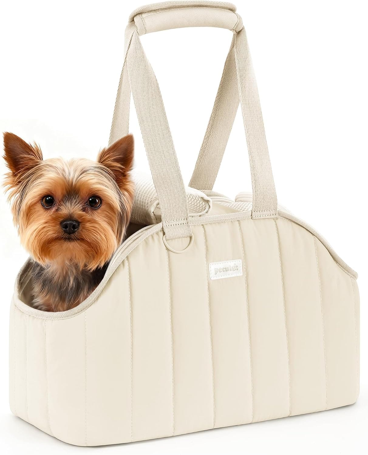 Pecute Dog Purse Carrier, Dog Carriers for Small Dogs with Cotton Soft Sided, Cat Carrier with Large Pockets, Comfortable Pet Carrier for Rabbit, Suitable for Travel, Subway, Veterinary, Cream Pecute Dog Purse Carrier, Dog Carriers for Small Dogs with Cotton Soft Sided, Cat Carrier with Large Pockets, Comfortable Pet Carrier for Rabbit, Suitable for Travel, Subway, Veterinary, Cream