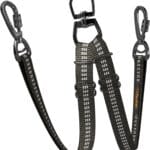 Double Dog Leash  Adjustable Length Long Leash for Dog Training  Dual Reflective Dog Leash with Non-Tangle Design  Heavy Duty Nylon and Metal Buckles  Ideal (Black, Large)