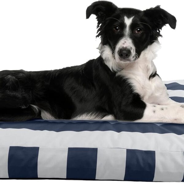 PETMAKER Dog Bed - Indoor/Outdoor Dog Bed with Removable Washable Cover and Non-Slip Bottom - 36in Medium Pet Bed for Dogs up to 70lbs - Water-Resistant Dog Beds (Navy)