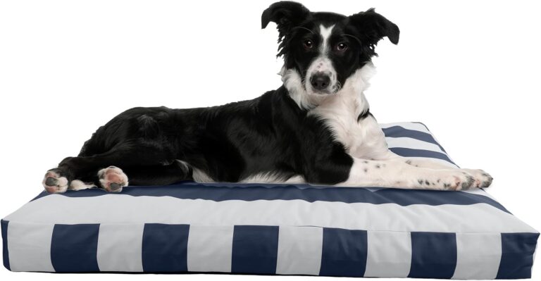 PETMAKER Dog Bed - Indoor/Outdoor Dog Bed with Removable Washable Cover and Non-Slip Bottom - 36in Medium Pet Bed for Dogs up to 70lbs - Water-Resistant Dog Beds (Navy)