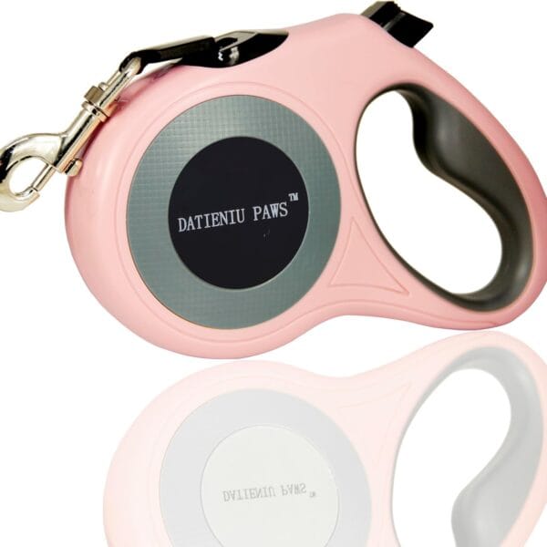 Retractable Dog Leash Strong Nylon Tape 16Ft Reflective Stitch for Night Walking One-Handed Brake Anti-Slip Handle XL Pink