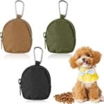 3 Pcs Dog Treat Pouch, Dog Training Reward Pouch,Waterproof Small Dogs Treat Bag for Leash,Reusable Dogs Treats Container with Carabiner,Zipper Closure to Avoid Spilling