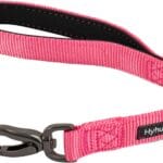 Hyhug Pets Premium Durable Nylon Short Leash with Comfort Padded Neoprene Lined Handle for Medium Large Giant Dogs Daily Walking and Professional Training Lead. (18 Inches, Candy Pink)