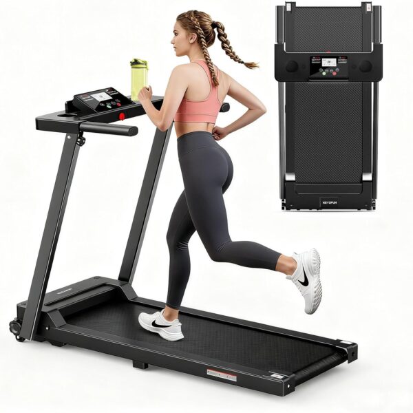 Treadmills for Home, Walking Pad with Handle Bar, Portable Foldable Treadmill, Lightweight Folding Treadmill with 300 LBS Capacity, 3.0 HP Walking Pad with LED Display