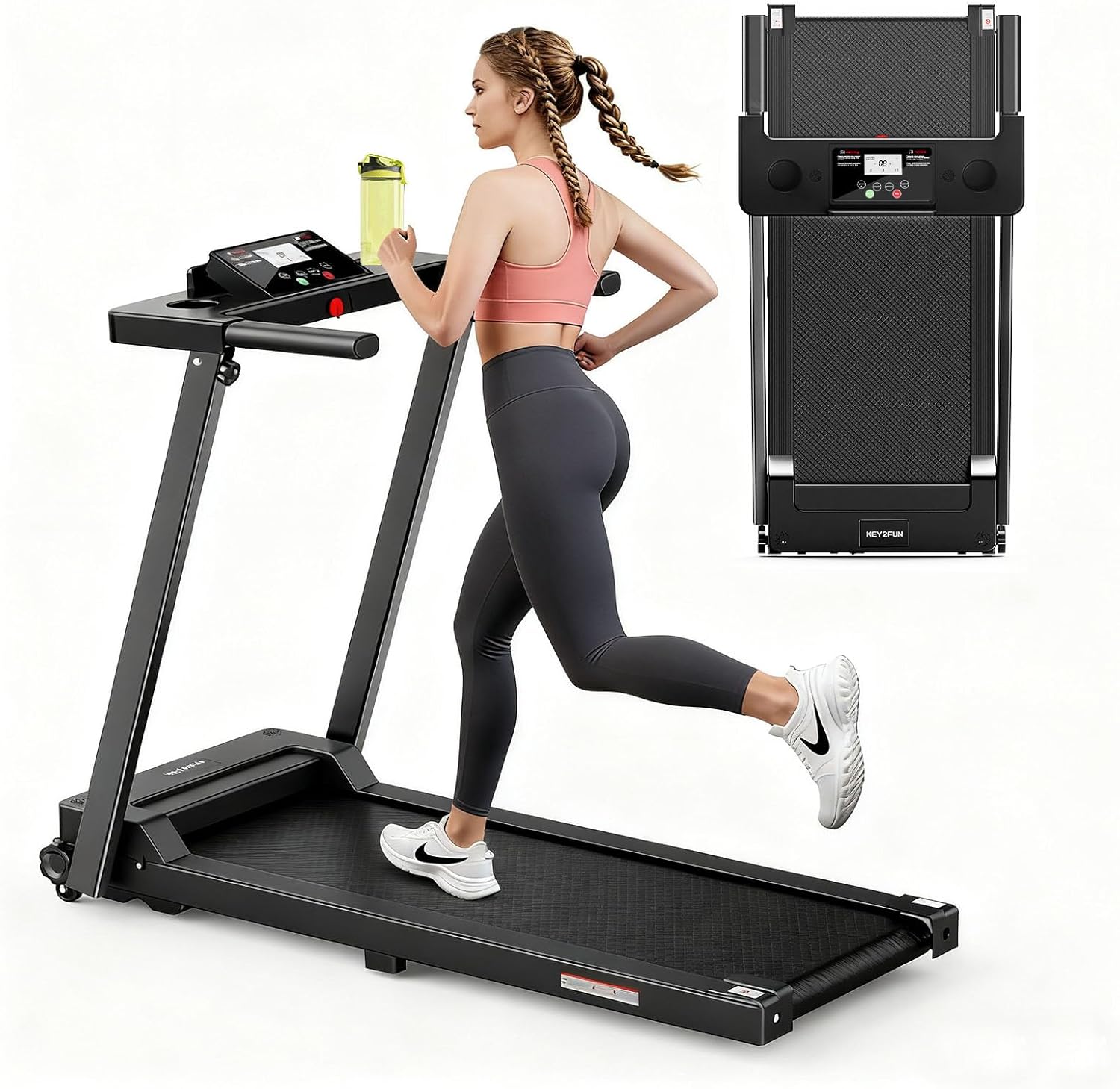 Treadmills for Home, Walking Pad with Handle Bar, Portable Foldable Treadmill, Lightweight Folding Treadmill with 300 LBS Capacity, 3.0 HP Walking Pad with LED Display Treadmills for Home, Walking Pad with Handle Bar, Portable Foldable Treadmill, Lightweight Folding Treadmill with 300 LBS Capacity, 3.0 HP Walking Pad with LED Display