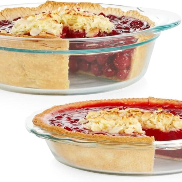 Pyrex Deep 2-Pack (9.5") Glass Baking Dish Set, Round Pie Glass Bakeware, Dishwasher, Microwave, Freezer & Pre-Heated Oven Safe