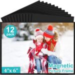 vivinin 12 Pack Magnetic Picture Frame, Magnetic Frame with Black Border, Magnetic Photo Frames for Refrigerator 4x6 Reusable, Refrigerator Magnets for Pictures Perfect Display Frame