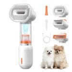 Vacuum Dog Brush for Shedding, 4-in-1 Self Cleaning Slicker Brush for Dogs& Undercoat Rake for Dogs, Deshedding Grooming Tool, Anti-Static, Massage, Cleaning, Shedding & Combing All In One!