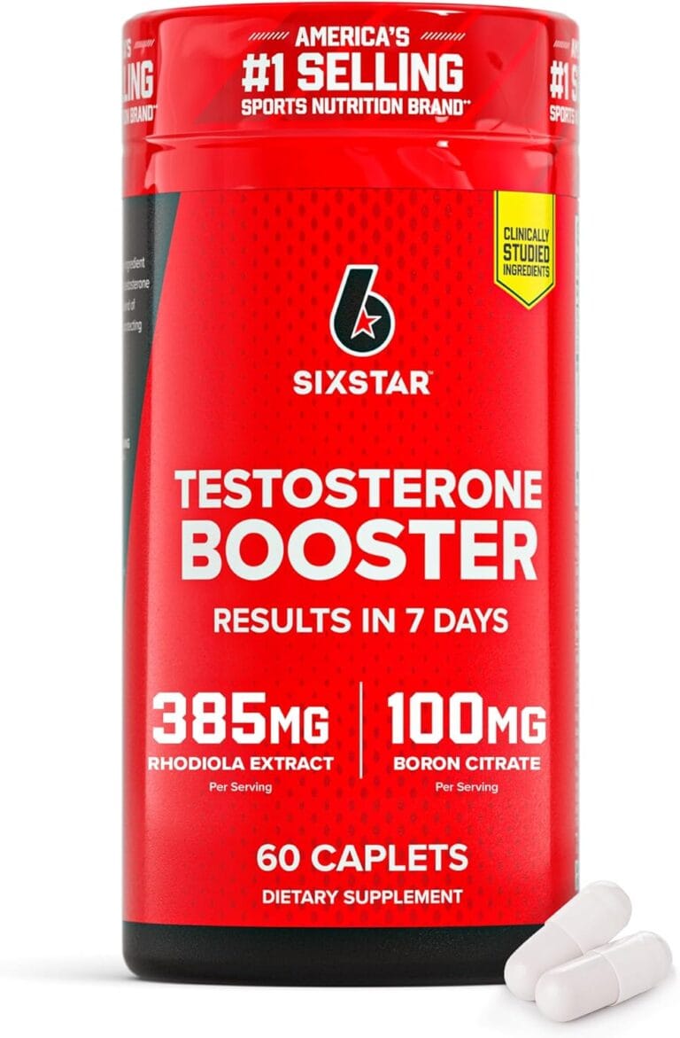 Six Star Nutrition Testosterone Booster for Men with Rhodiola Extract and Boron Citrate - Male Gym Workout Supplements for Muscle Growth, Stamina & Energy - 60 Pills