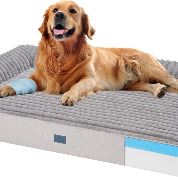 Veehoo Orthopedic Dog Bed for Large Senior Dogs, 7 Inch Thick XL Memory Foam Dog Bed with L Shaped Bolsters, Orthopedic Pet Couch with Waterproof Liner & Removable Washable Cover, 48"x30"x7"