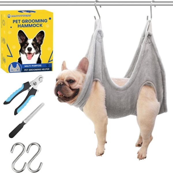 Dog Grooming Kit - Hammock, Harness, Nail Clipper for Cats and Dogs, Claw Care (S)