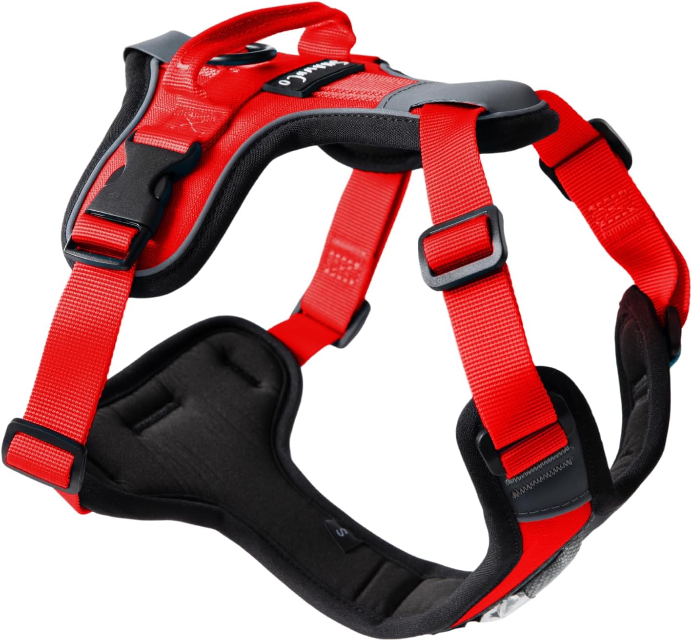 ShawnCo Basecamp Dog Harness, No-Pull Pet Vest with 3 Leash Clips, Padded, Reflective, Lightweight and Adjustable Harness with Handle for Small, Medium and Large Dogs (Mustang Red, L) ShawnCo Basecamp Dog Harness, No-Pull Pet Vest with 3 Leash Clips, Padded, Reflective, Lightweight and Adjustable Harness with Handle for Small, Medium and Large Dogs (Mustang Red, L)