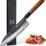 8 Inch Japanese Knife, Hand Forged 5 Layers High Carbon 9CR18MOV Steel Rosewood Handle Chef Knife, Ultra Sharp Durable Professional Kitchen Knife, A Thoughtful Christmas Gift for Dad/Mom