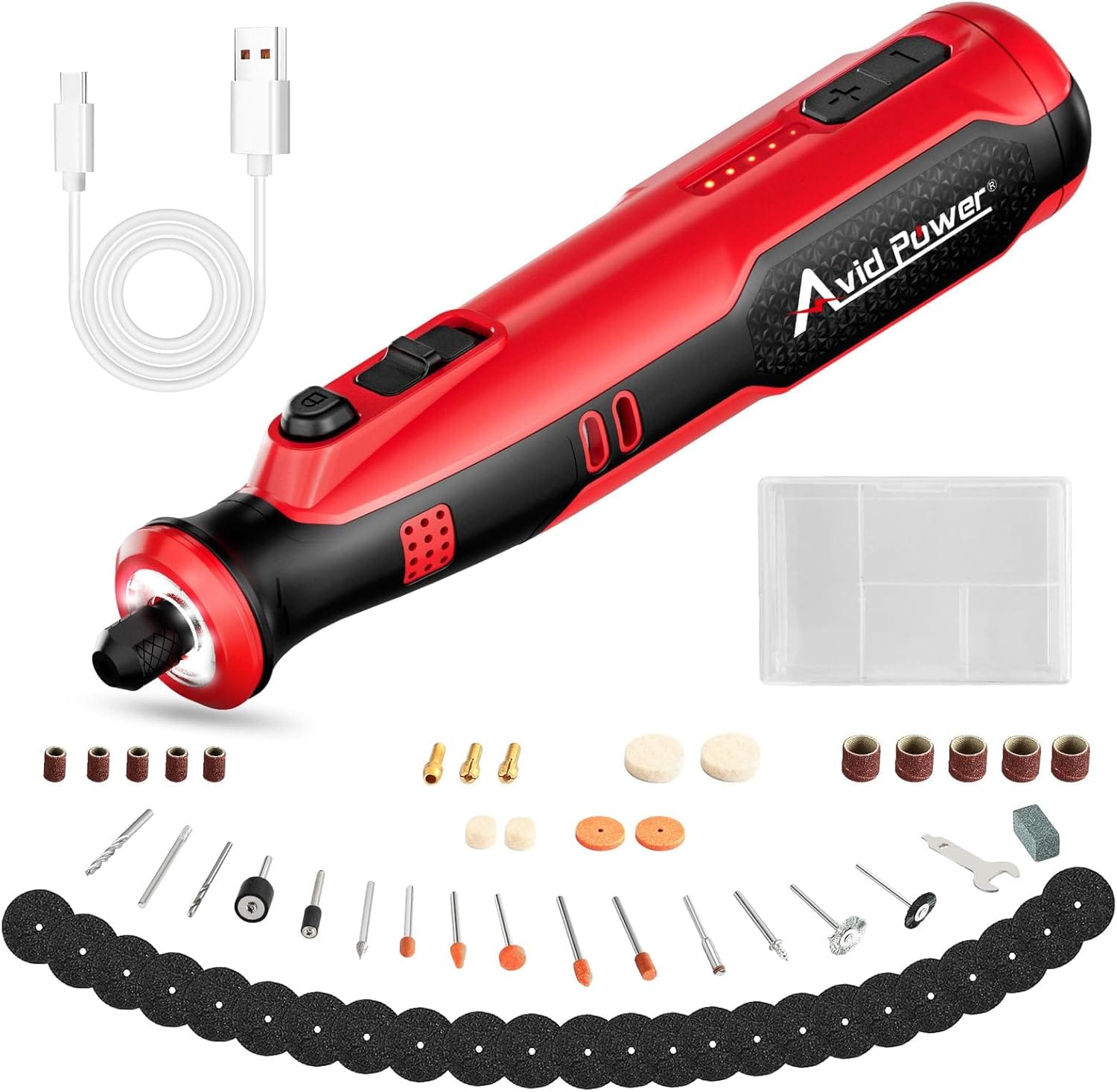 AVID POWER Cordless Rotary Tool 8V Rechargeable Grinding Tool for Dog Nail, 5 Speeds, 60 Pcs Accessories for Carving, Engraving, Sanding, Polishing and Cutting (Light Red) AVID POWER Cordless Rotary Tool 8V Rechargeable Grinding Tool for Dog Nail, 5 Speeds, 60 Pcs Accessories for Carving, Engraving, Sanding, Polishing and Cutting (Light Red)