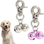 Waziaqoc 2 PCS Bells for Cat Collars, Dog Pendant Bells, Pet Jingle Bells Training Charm Pendant Jewelry Accessories for Dog Cat Collar Necklace (Silver, Pink)