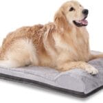 EGOHOME Orthopedic Dog Bed for Large Dogs,Waterproof Dog Crate Bed with Pillow,Egg Crate Charcoal Foam Pet Beds Mat with Removable Cover & Anti-Slip Bottom-Grey,35x22x5 Inches