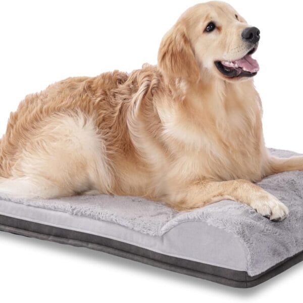 EGOHOME Orthopedic Dog Bed for Large Dogs,Waterproof Dog Crate Bed with Pillow,Egg Crate Charcoal Foam Pet Beds Mat with Removable Cover & Anti-Slip Bottom-Grey,35x22x5 Inches