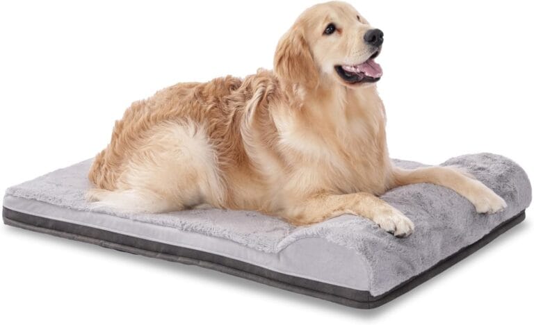 EGOHOME Orthopedic Dog Bed for Large Dogs,Waterproof Dog Crate Bed with Pillow,Egg Crate Charcoal Foam Pet Beds Mat with Removable Cover & Anti-Slip Bottom-Grey,35x22x5 Inches