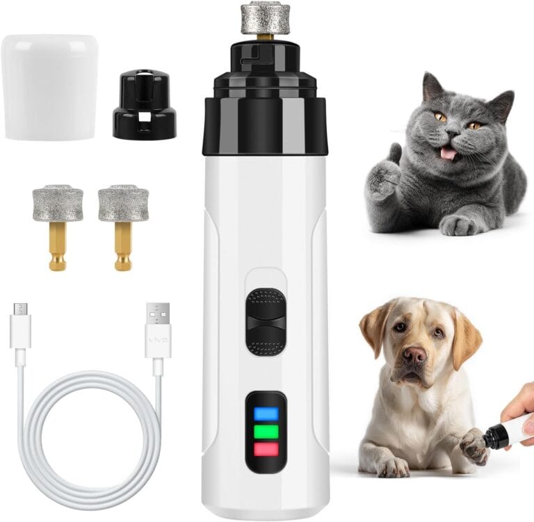 Silent Groom Pro Nail Grinder, 2025 Dog Nail Trimmer Rechargeable USB Charging Pet Nail Grinders for Dog Cat Home Use (White)