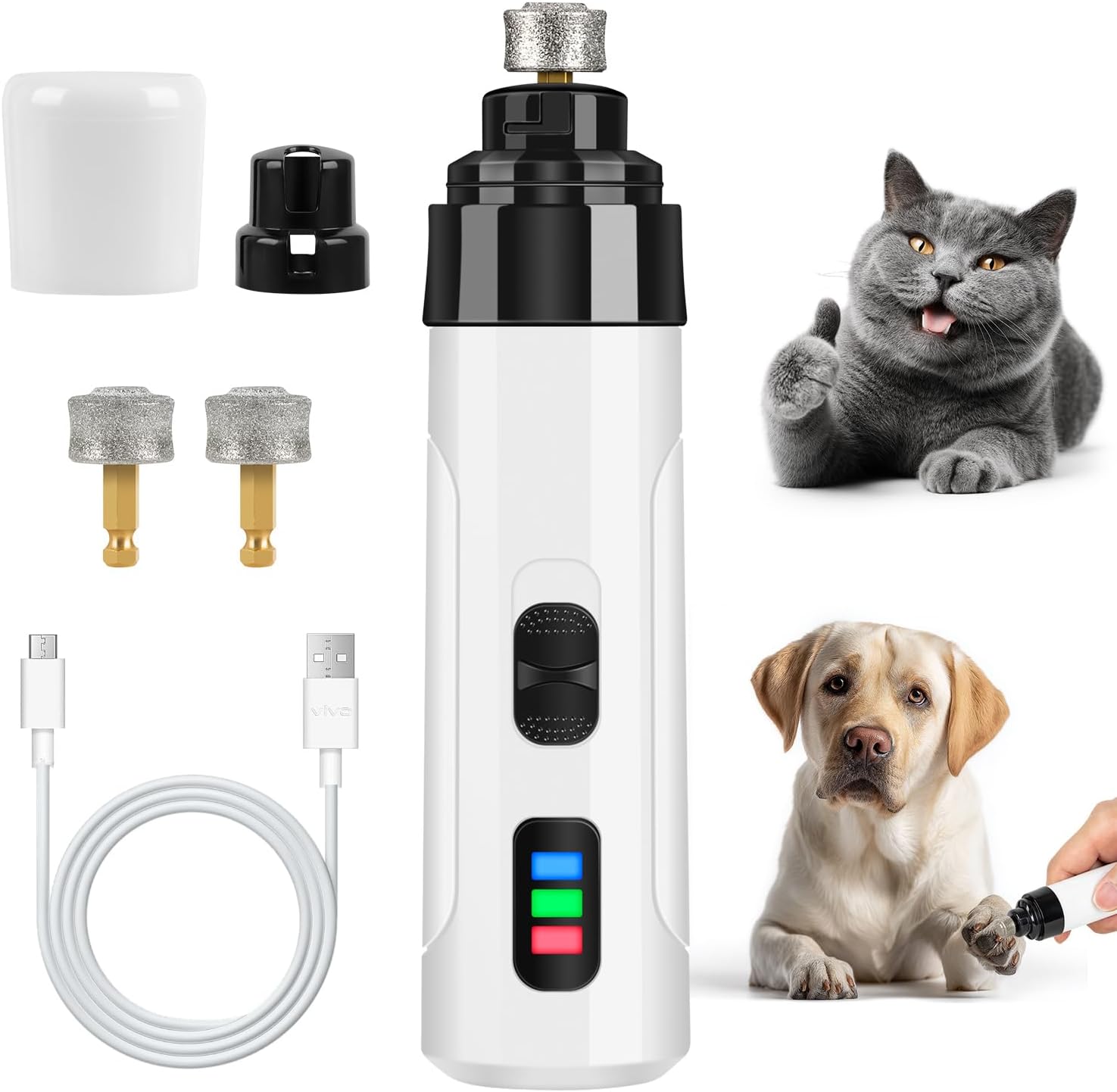 Silent Groom Pro Nail Grinder, 2025 Dog Nail Trimmer Rechargeable USB Charging Pet Nail Grinders for Dog Cat Home Use (White) Silent Groom Pro Nail Grinder, 2025 Dog Nail Trimmer Rechargeable USB Charging Pet Nail Grinders for Dog Cat Home Use (White)