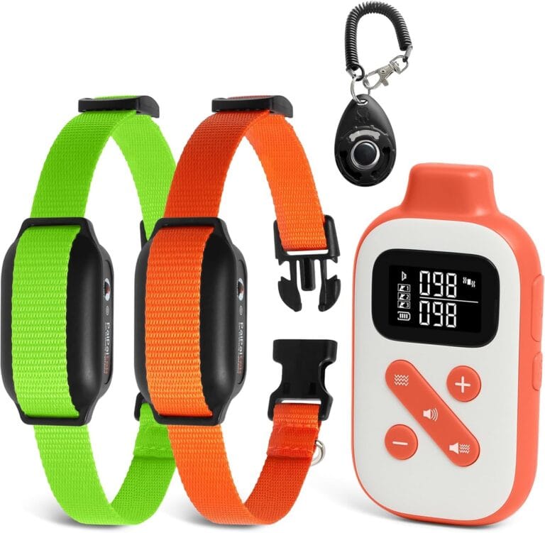 PaiPaitek No Shock Dog Training Collar for 2 Dogs  3300ft Remote, Waterproof Vibration Collar for 2 Dogs, Humane Vibration & Beep, 5-120 lbs