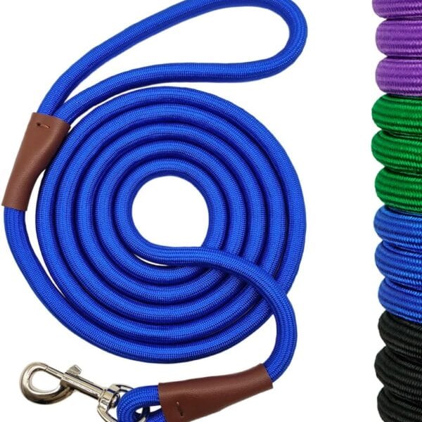 Rope Dog Leash 6/8/10 FT, Classic Leash 1/2 Strong Nylon Rope Lead for Medium and Large Dogs Outdoor Walking Training Exploring (1/2" x 8 ft, Dark Blue)