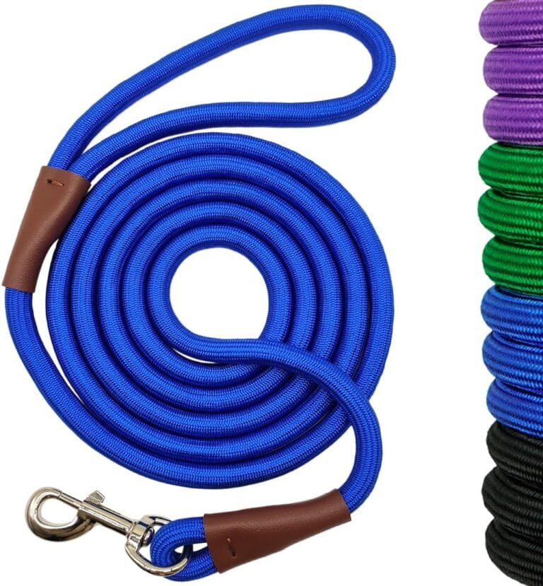 Rope Dog Leash 6/8/10 FT, Classic Leash 1/2 Strong Nylon Rope Lead for Medium and Large Dogs Outdoor Walking Training Exploring (1/2" x 8 ft, Dark Blue)